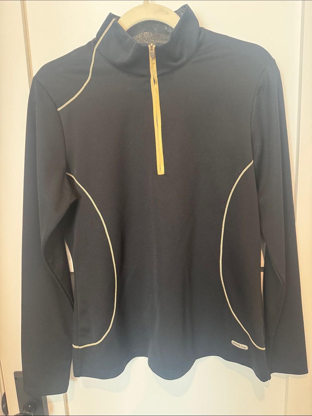 Black Half-Zip Top with Yellow Contrast Zip